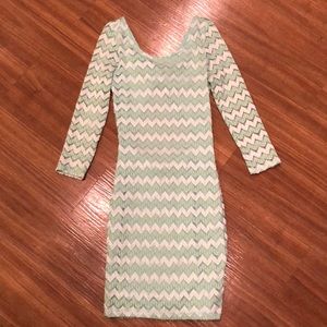 Long sleeve chevron dress with open back